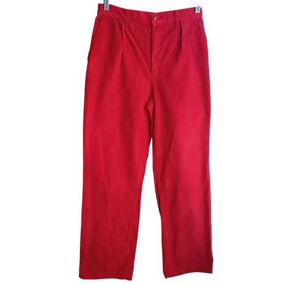 29x32 Vintage 80's Britannia Cherry Red Corduroy Preppy Pants High Waist - Picture 1 of 5